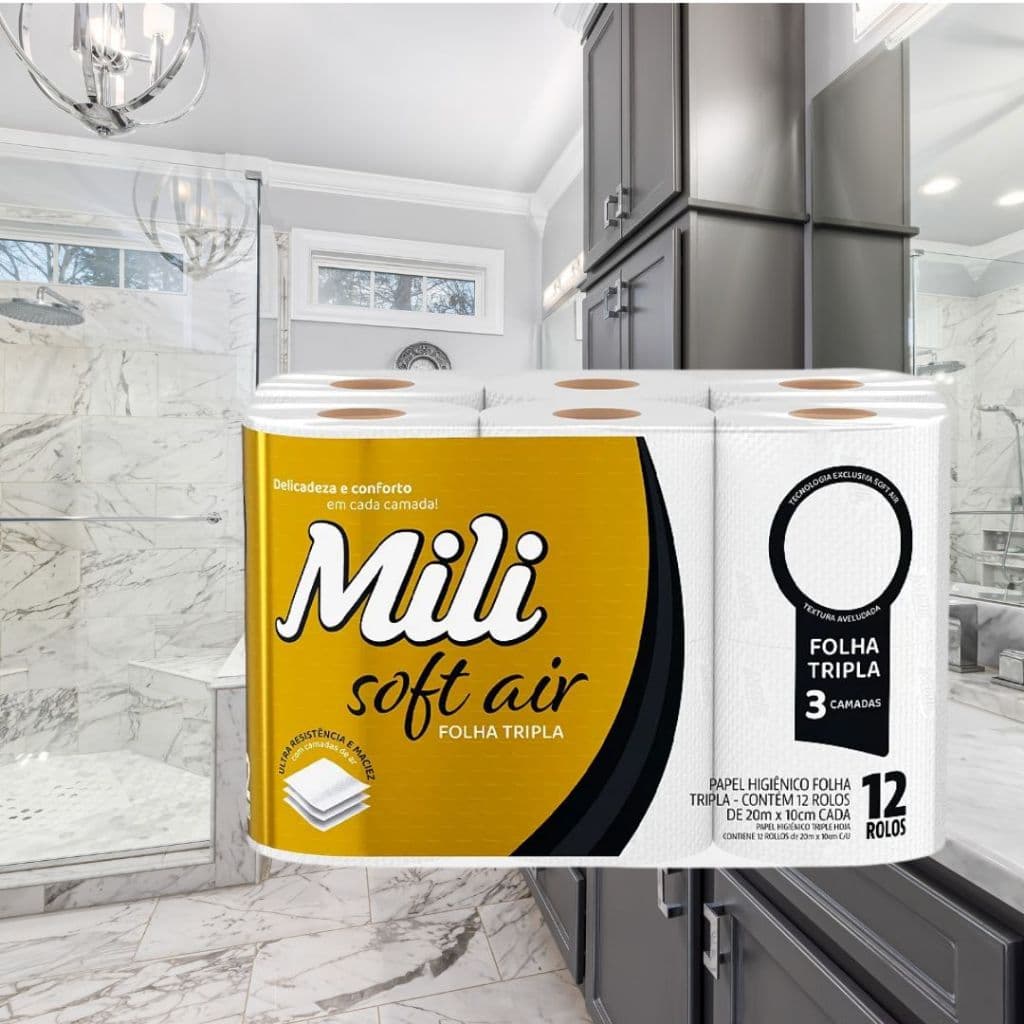Papel Higiênico Mili Soft Air Folha Tripla 12 Rolos – Maciez e Alta Absorção | Entrega Rápida