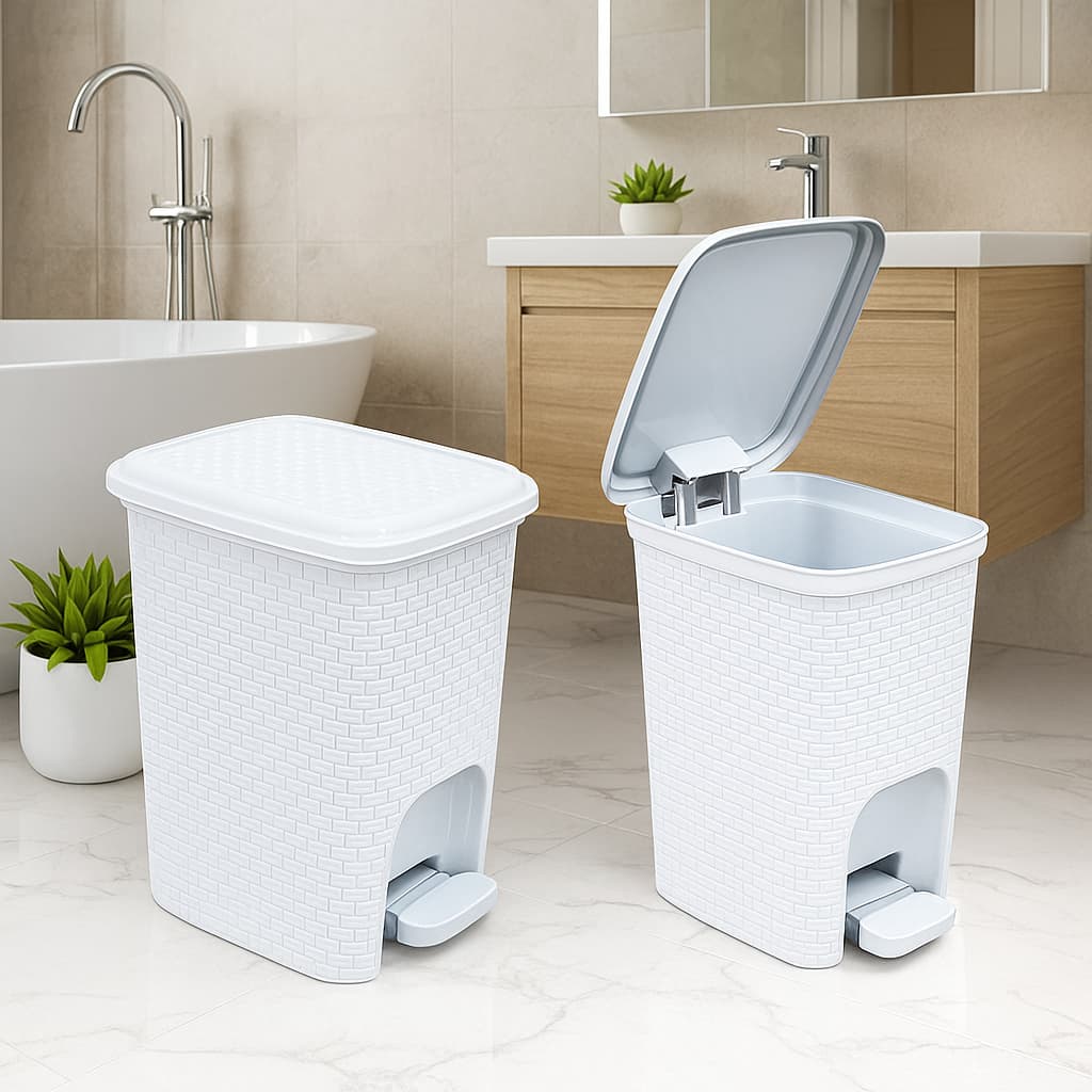 Lixeira Rattan 7L Tampa Click Arqplast Pedal Ideal para Banheiro Cozinha Casa Design Moderno