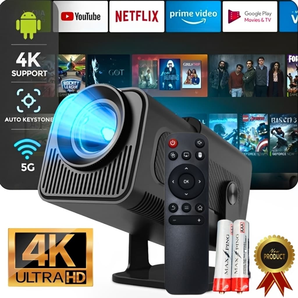 Projetor Inteligente Hy320 Pró 5G Smart 4K Wifi 6 Bluetooth 5.0 Android 11 Lançamento 2026