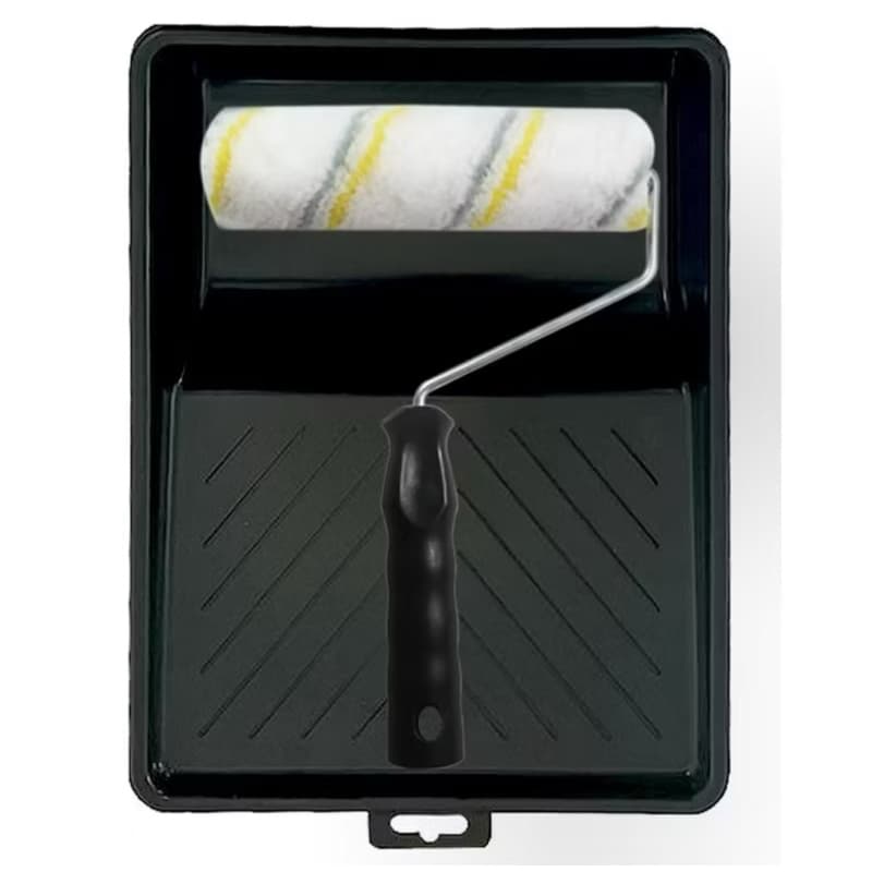 Kit Pintura Compel 3 Peças Sem Respingos – Rolo 23 cm + Suporte + Bandeja Grande