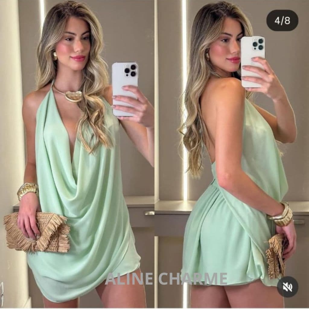 Conjunto Feminino Blusa Frente Única Decote Profundo + Short Saia Drapeado – Look Sexy Elegante para Festa e Balada