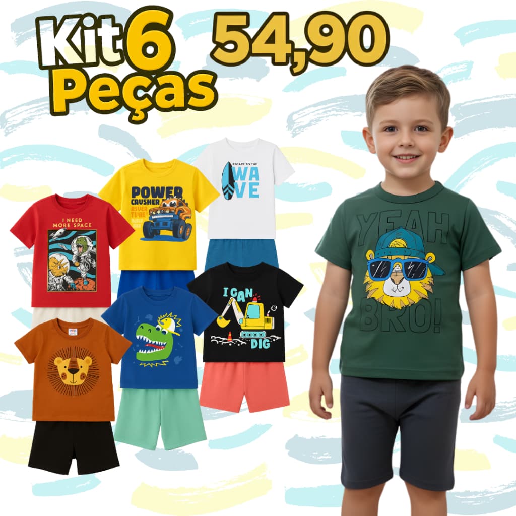 Kit 6 peças Roupa Infantil Menino Sortido