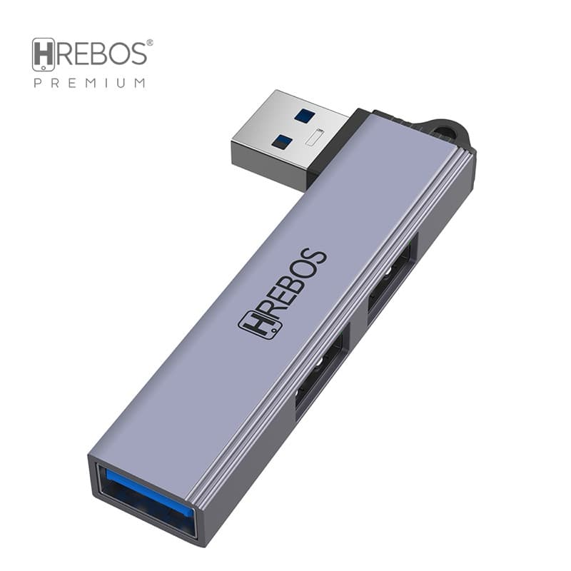 Hrebos – Hub Adaptador USB 3.0 3 em 1  Ad-221 | Transferência Rápida de Dados e 3 Entradas USB para Notebook e PC