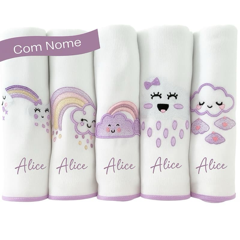 Com Nome do Bebê Bordado Kit Exclusivo de Fraldas de Pano Meninas