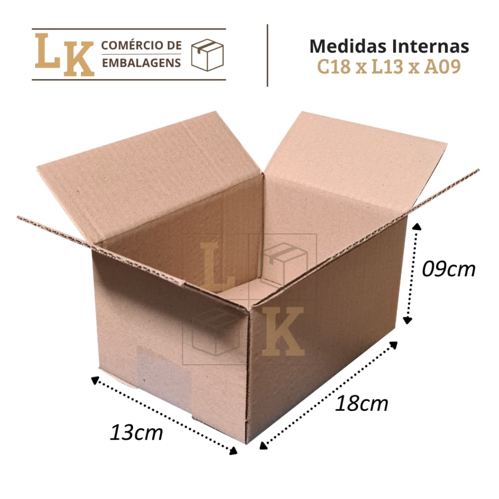Caixa de Papelão para envio 18x13x9 cm 50/100/200 unidades - Correios Sedex E-commerce