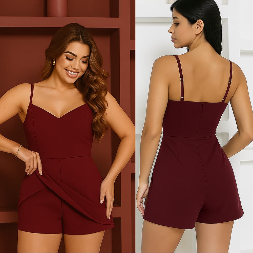 Vestido macaquinho feminino alfaiataria Premiun alcinha com bojo Short Saia
