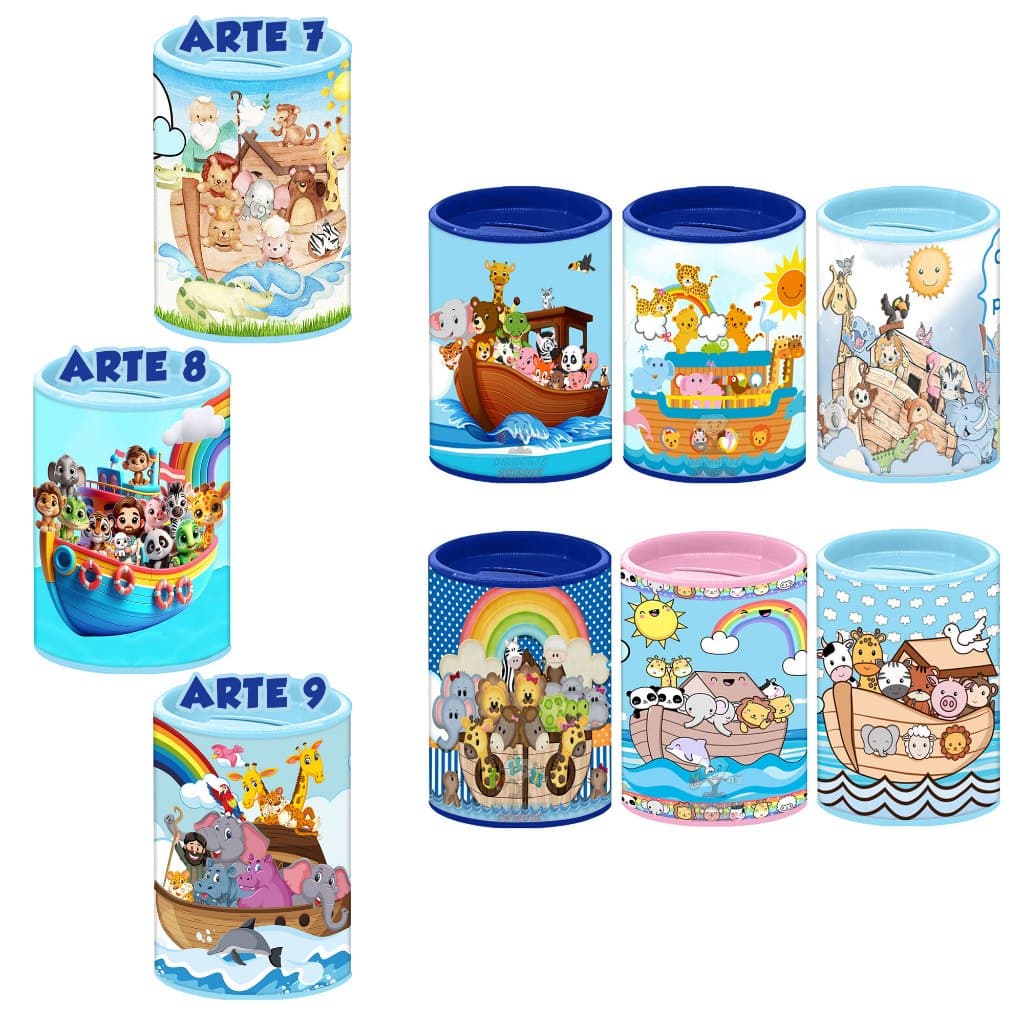 Cofrinho Personalizado Arca de Noé Festa Aniversário Infantil Menino Igreja Lembrancinha Congresso