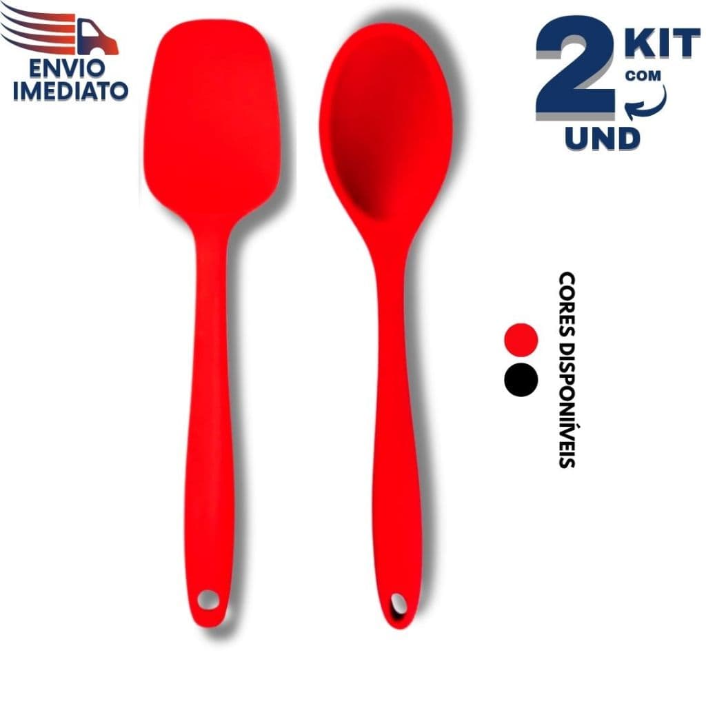 Espátula Multiuso de Silicone e Colher de Silicone Cabo Longo – Ideal para Cozinhas e Preparos