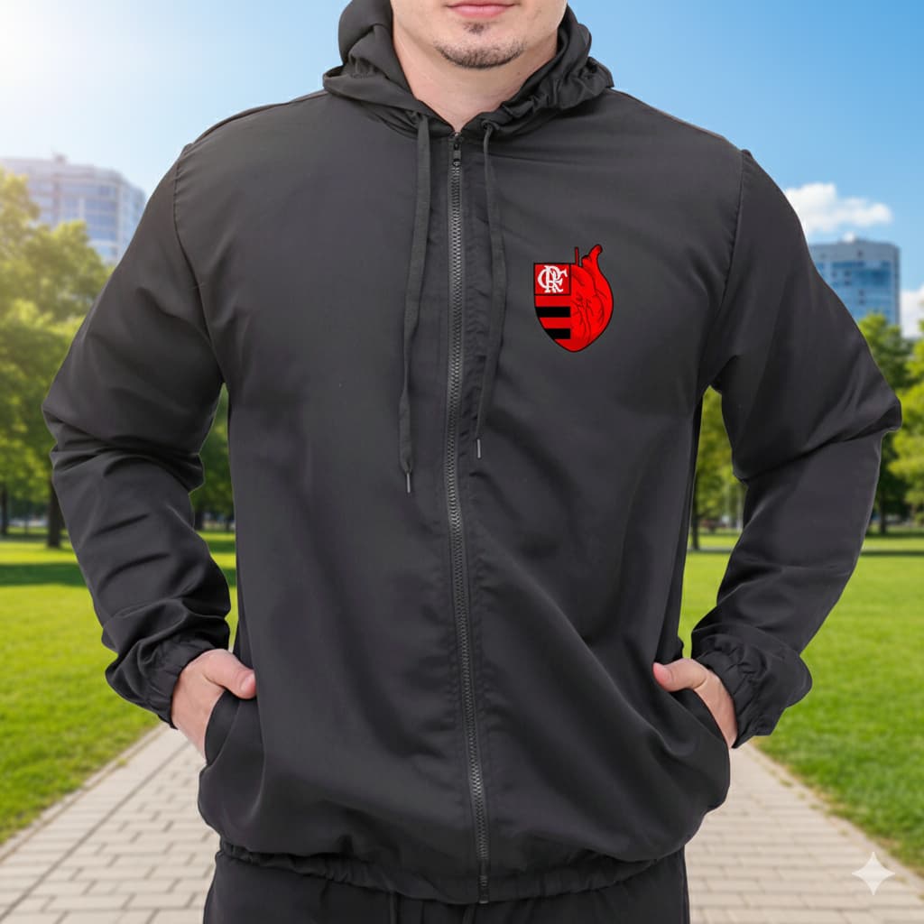 Jaqueta Corta-Vento com Capuz e Bolsos - Novidade 2025 - EuSouMengão 2025