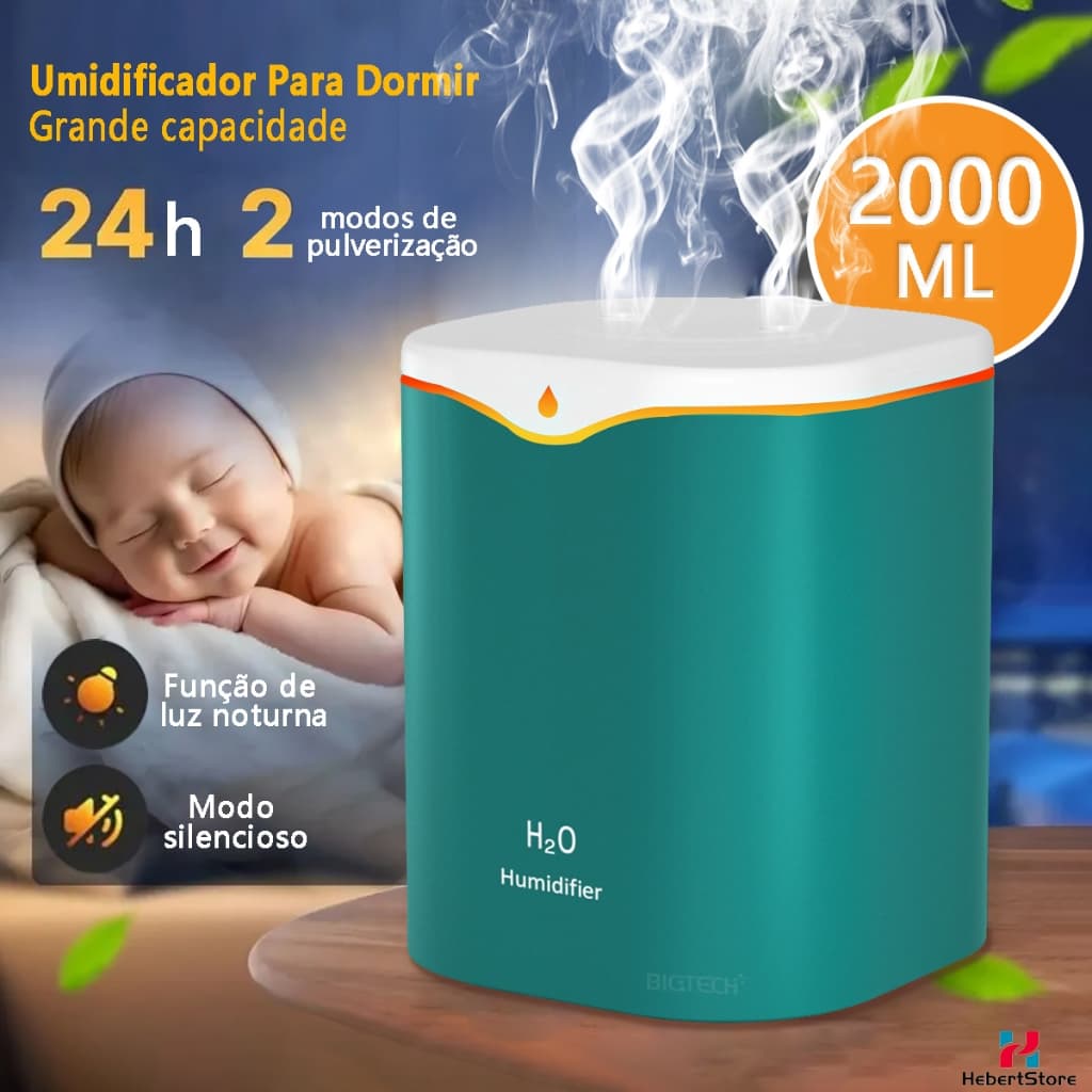 Umidificador Grande De Ar 2 Litros Umidificador De Ar E Aromatizador Bicos Dupla Difusor Aromatizador