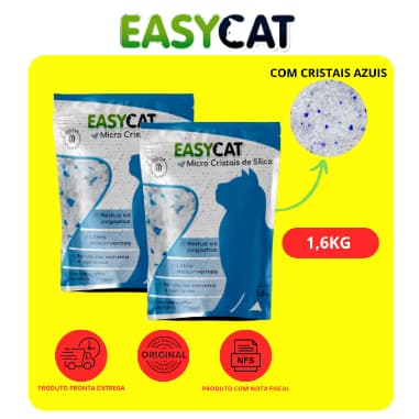KIT C/ 2 AREIAS DE GATO SÍLICA FINA PREMIUM EASY CAT 1,6KG