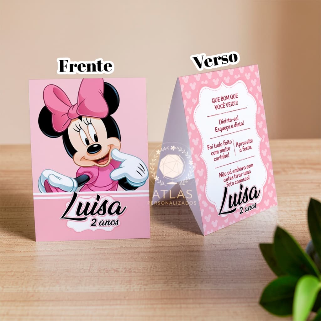 Kit Plaquinhas de agradecimento - Centro de mesa (Minnie Rosa)