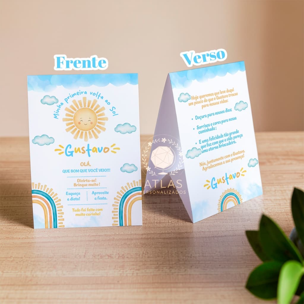 Kit Plaquinhas de agradecimento - Centro de mesa (Primeira Volta ao Sol)