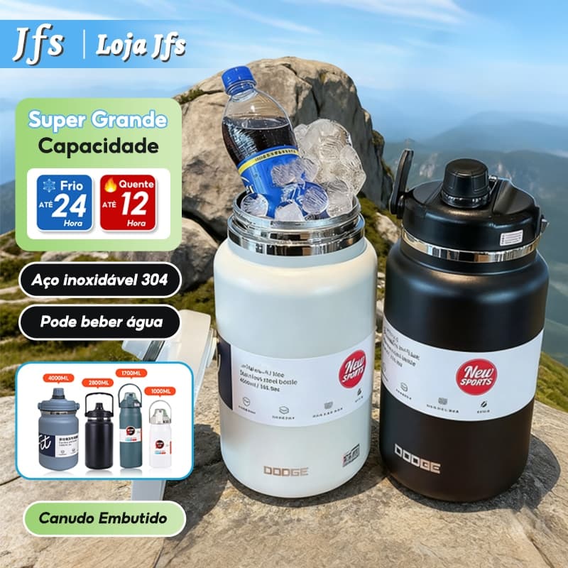 4000ml Copo Térmico Inox Extra Grande Garrafa Térmica com Canudo Chaleira de água Fria Garrafa Térmica de água