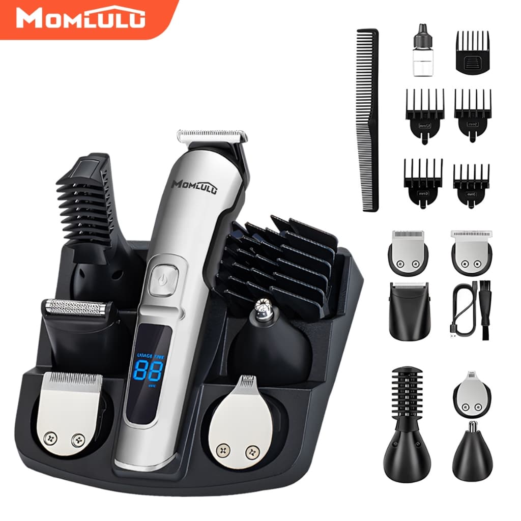 12 Em 1 Barbeador Eletrico Masculino Sem Fio Máquina De Barbear E Aparador Pelos Para Nariz Corpo Rosto E Bigode Bivolt