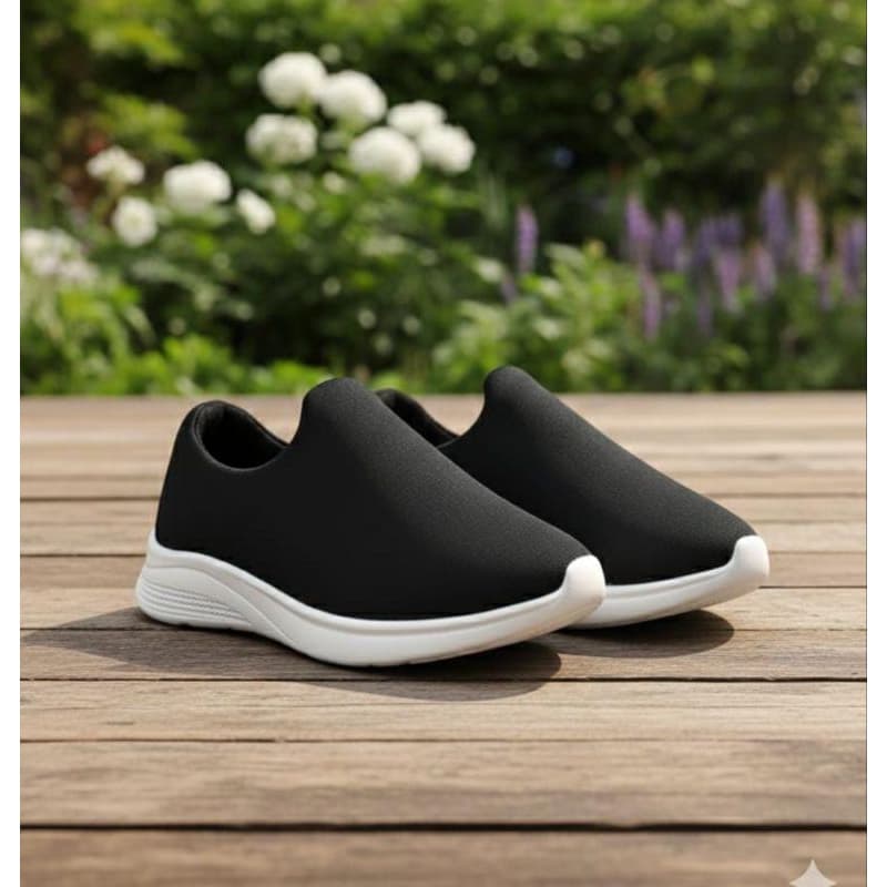 Tênis Infantil Unissex Calce Fácil Preto com Solado Branco – Leve, Macio e Confortável do 20 ao 33