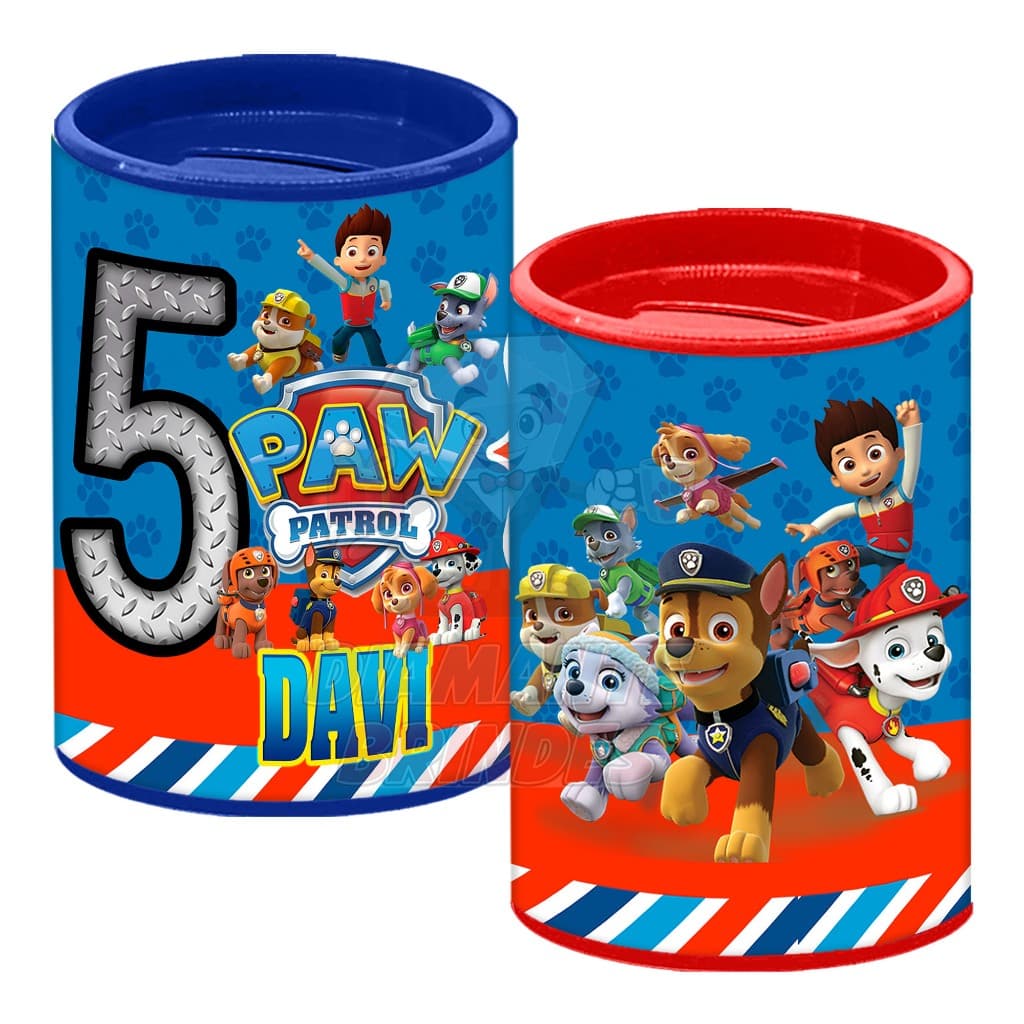 Cofrinho Personalizado Patrulha Canina Turma Cofre Patrulha Aniversário Festa Lembrancinha