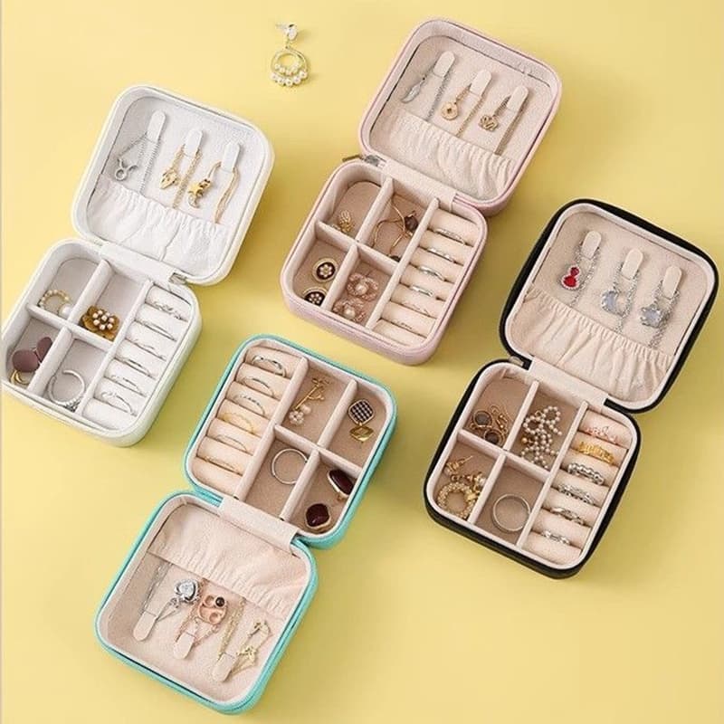 KIT 10/6 Porta Jóias Portátil Caixinha Bolsa de Armazenamento Colar Brincos Anéis -Q1