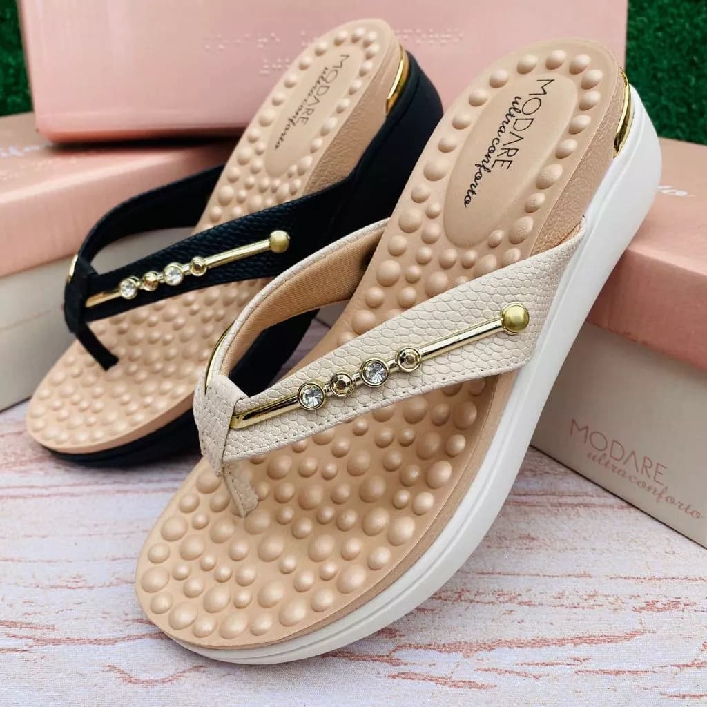 Tamanco Modare Gold Ortopédico Feminino Ultraconforto Esporão Fascite Plantar