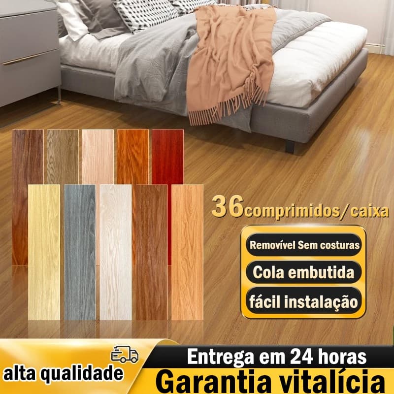 36PCS 5㎡ Régua De Ajuste De Piso De Vinil Etiqueta Lavável De Madeira Autoadesiva 91cm x 15cm-DBT