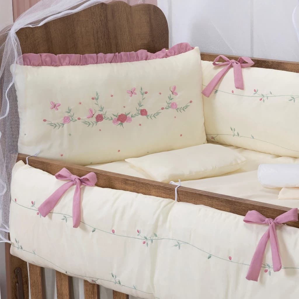 Kit Berço Menina Menino 10 Peças Coleção Madri Mosquiteiro - Enxoval Completo Lançamento