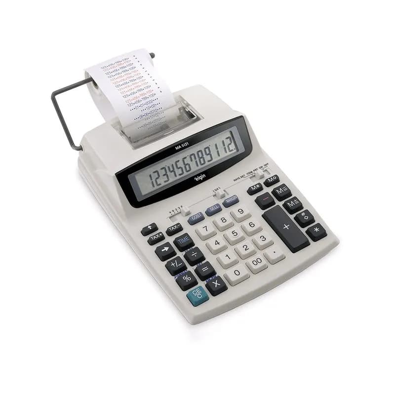 Calculadora De Mesa Com Bobina 12 Dígitos MR6124 C/Calendário, Relógio e impressão de Data - Elgin