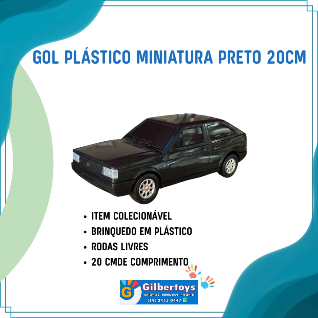 Miniatura Gol Quadrado No Plástico Preto 20 cm Diverplas Brinquedos