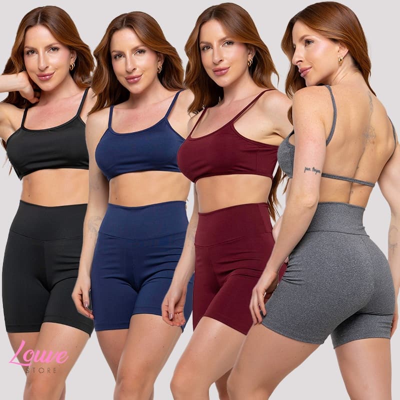 Kit 4 Top Costas Nua Fitness Alcinha Academia Fitness Feminino