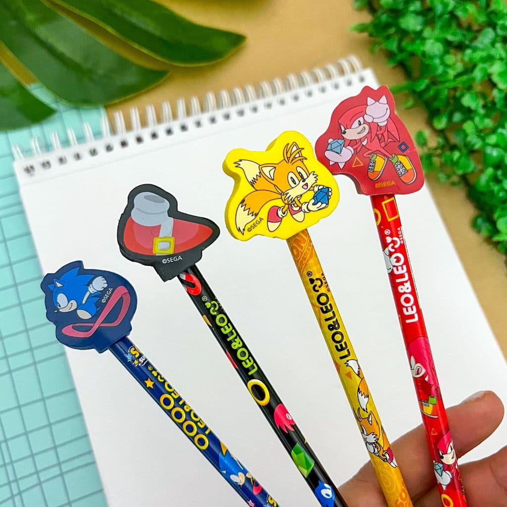 Lápis Grafite Sonic com Borracha Decorada no Topo - Leo&Leo (Leonora)