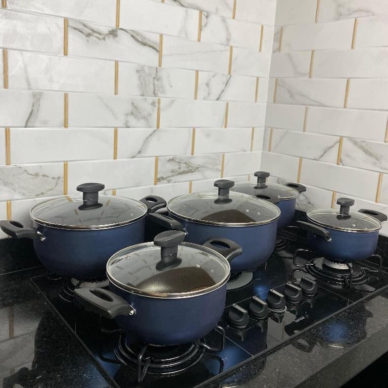 Jogo De Panelas Caçarola Premium 16 à 24 Antiaderente 9 PEÇAS.