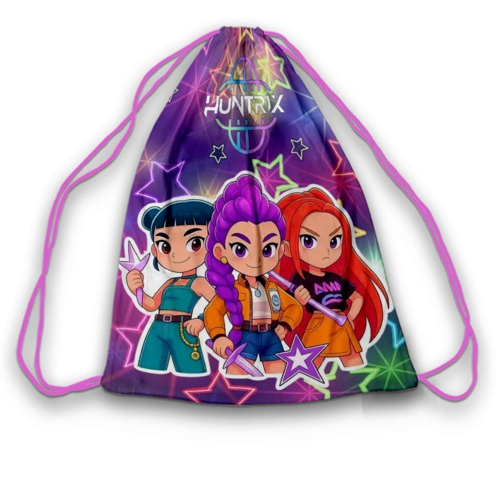 Mochilinhas sacolinha19x28cm Guerreiras do K-POP  Huntrix Estrelinha Aniversário ENVIO RÁPIDO