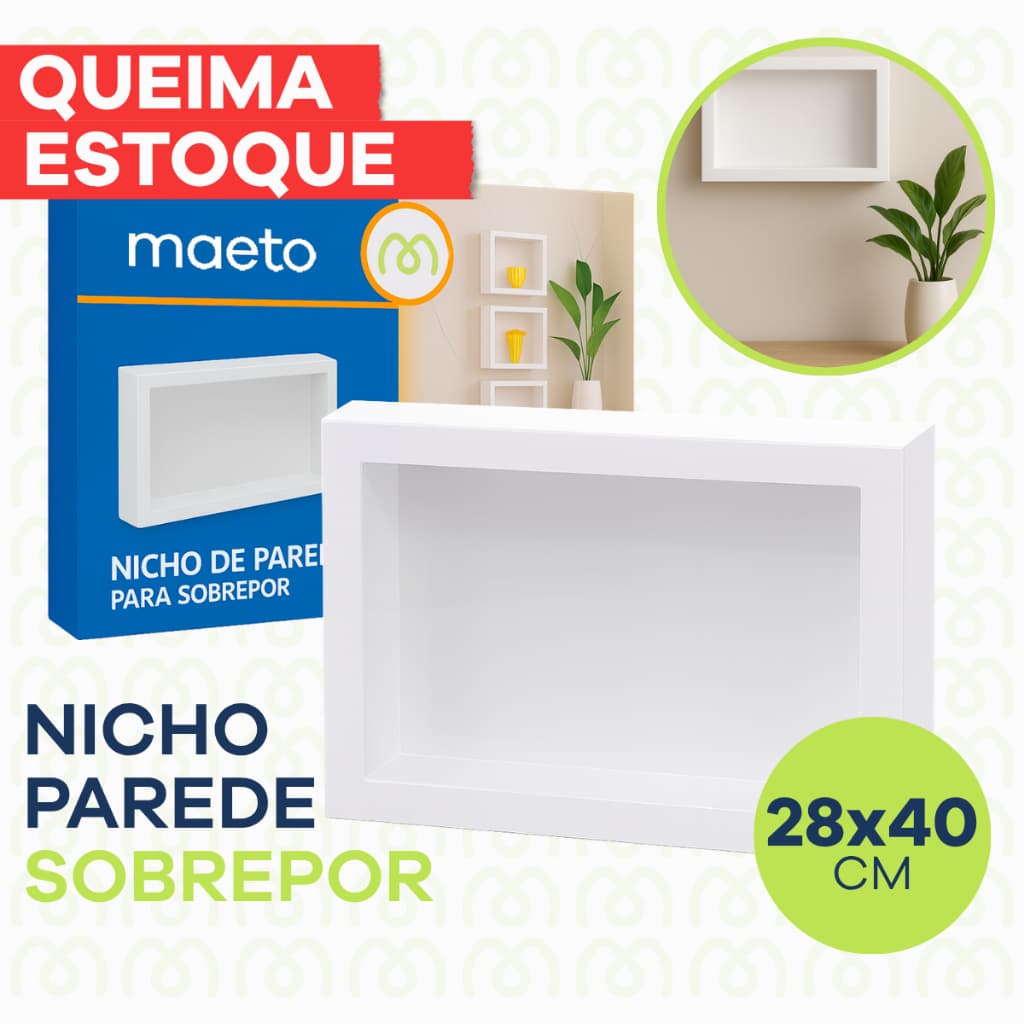 Nicho de Cozinha Prateleira Banheiro Sobrepor 28x40cm Porta Shampoo Sabonete Flutuante