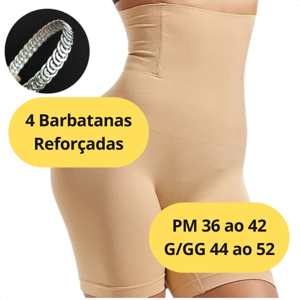 Short Cinta Modeladora Zero Barriga Abdominal Compressão com 4 Barbatanas