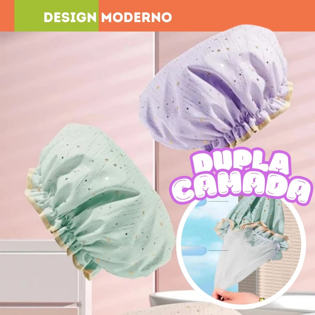Touca de banho dupla camada à prova d'água elástica, durável reutilizável Linda e com qualidade