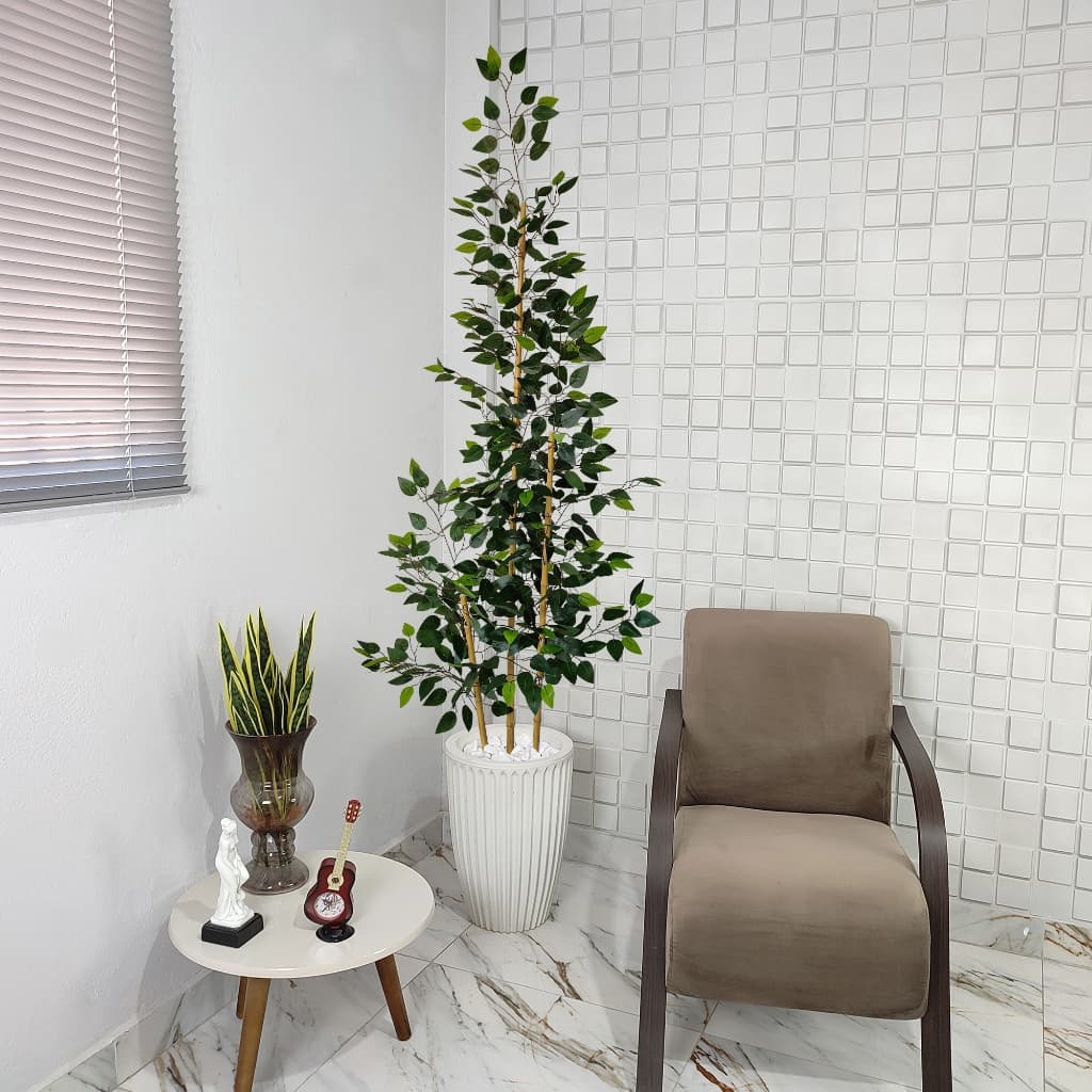 Bambu Da Sorte Artificial 2 Metros Grande Vaso Decoração Pedra