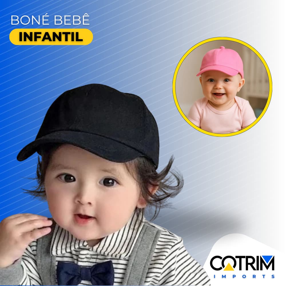 Boné Básico Bebê Infantil Unissex Liso Aba Curva Criança