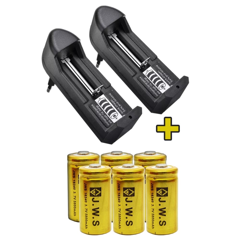Kit Dois Carregadores + Bateria 16340 3,7v Cr123a Kit ou Unidade