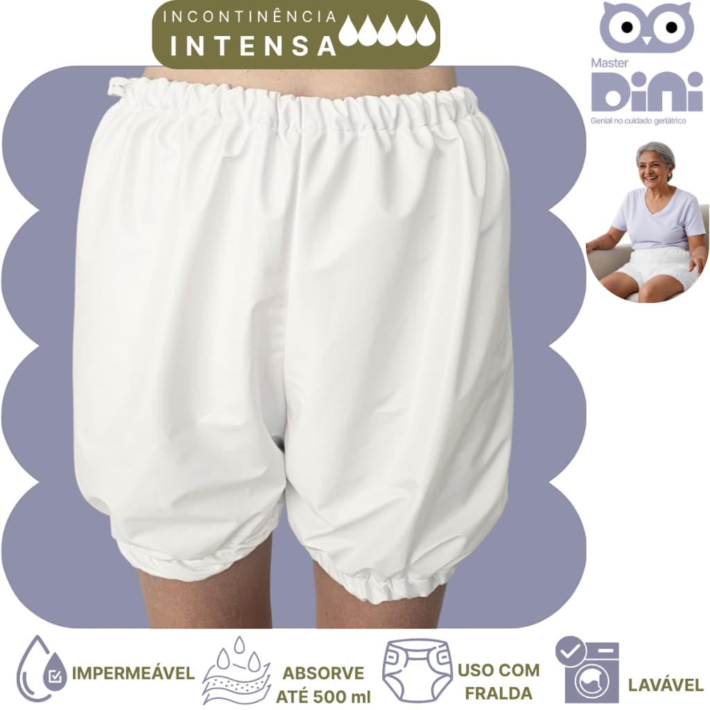 Bermuda Geriátrica Antivazamento De Fralda Para Incontinência Urinária E Enurese