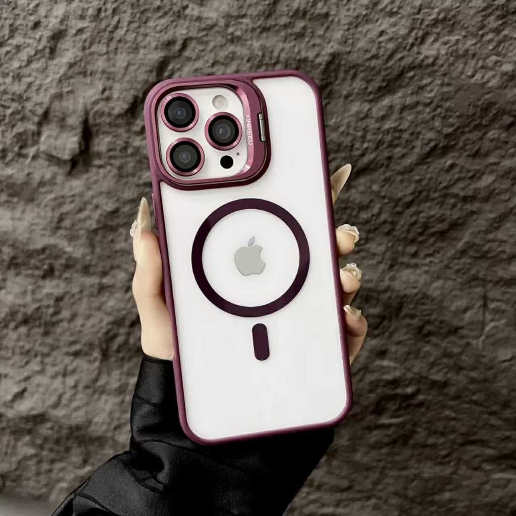 Capa Acrílica com PelÍcula de Câmera + Suporte & Megsafe para iPhone 11 12/12Pro 12PM 13 13PRO 13PM 14 14PRO 14PM (XJC)