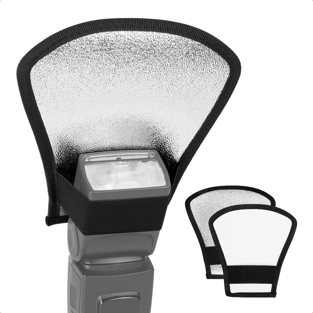 Mini Rebatedor de Flash Universal 2 em 1 Branco Prata para Luz Suave em Fotos Sou Foto