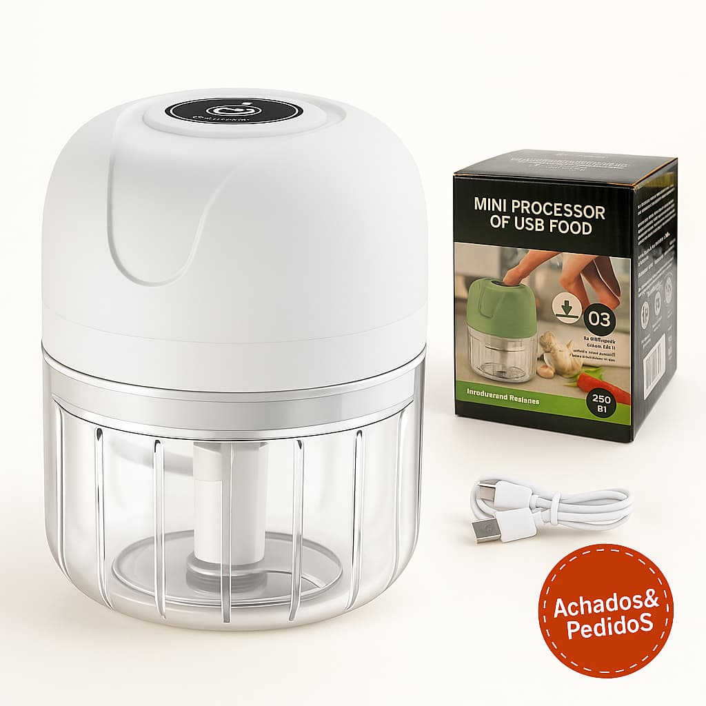 Mini Processador Triturador Sem Fio Elétrico 250ML De Alimentos Para Legumes Alho