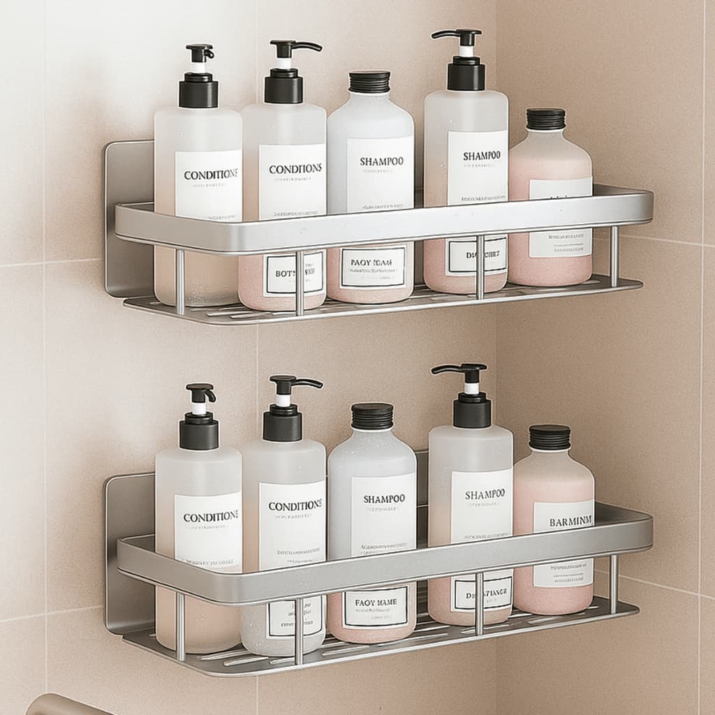 KIT 2 Prateleiras Decoração Adesivo Premium Preto Reta Organizador Estante Sem Furo Rack Grande