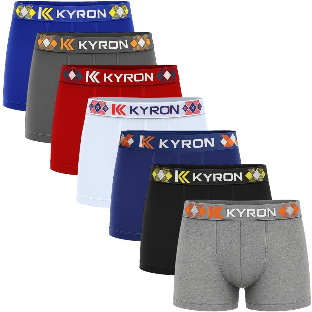 Kit Cuecas Box Boxer Kyron De Microfibra Lisa Adulto Premium