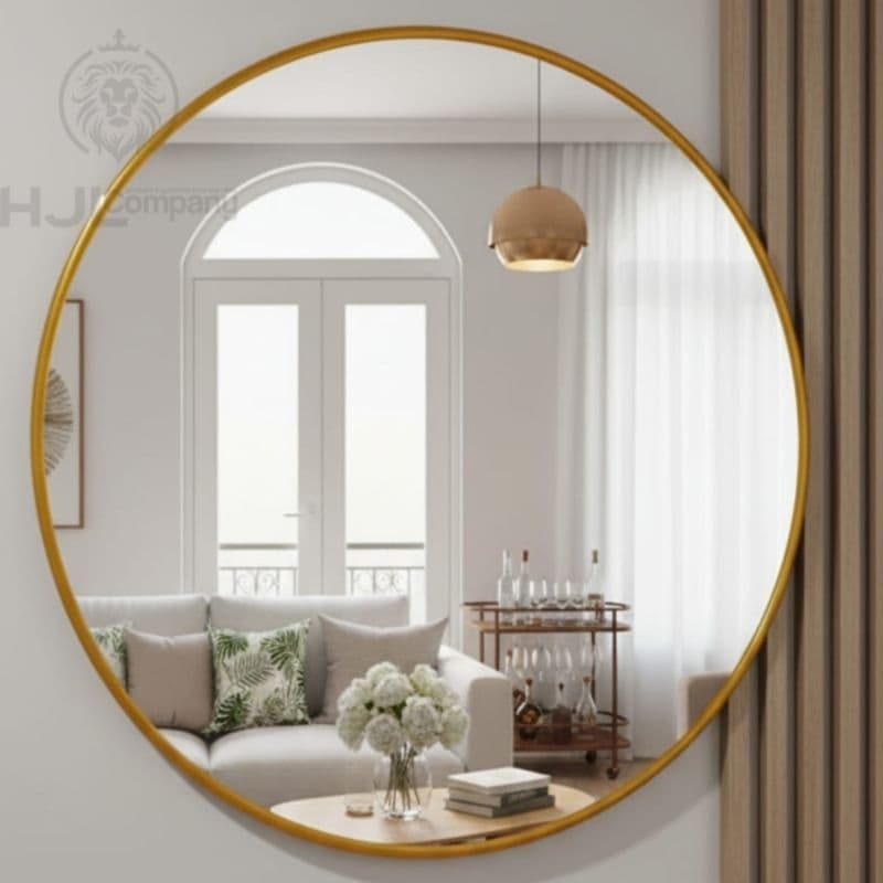 Espelho Redondo Decorativo com Moldura Para Sala Quarto Banheiro