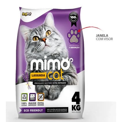 Areia Sanitária para Gatos - MimoCat Lavanda – Antiodor, Alta Absorção e Biodegradável 4kg