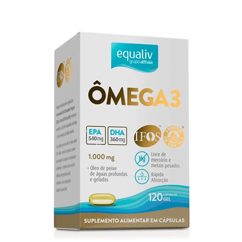 Ômega 3 1000mg com 120 cápsulas de gel - EPA 540mg DHA 360mg - Equaliv