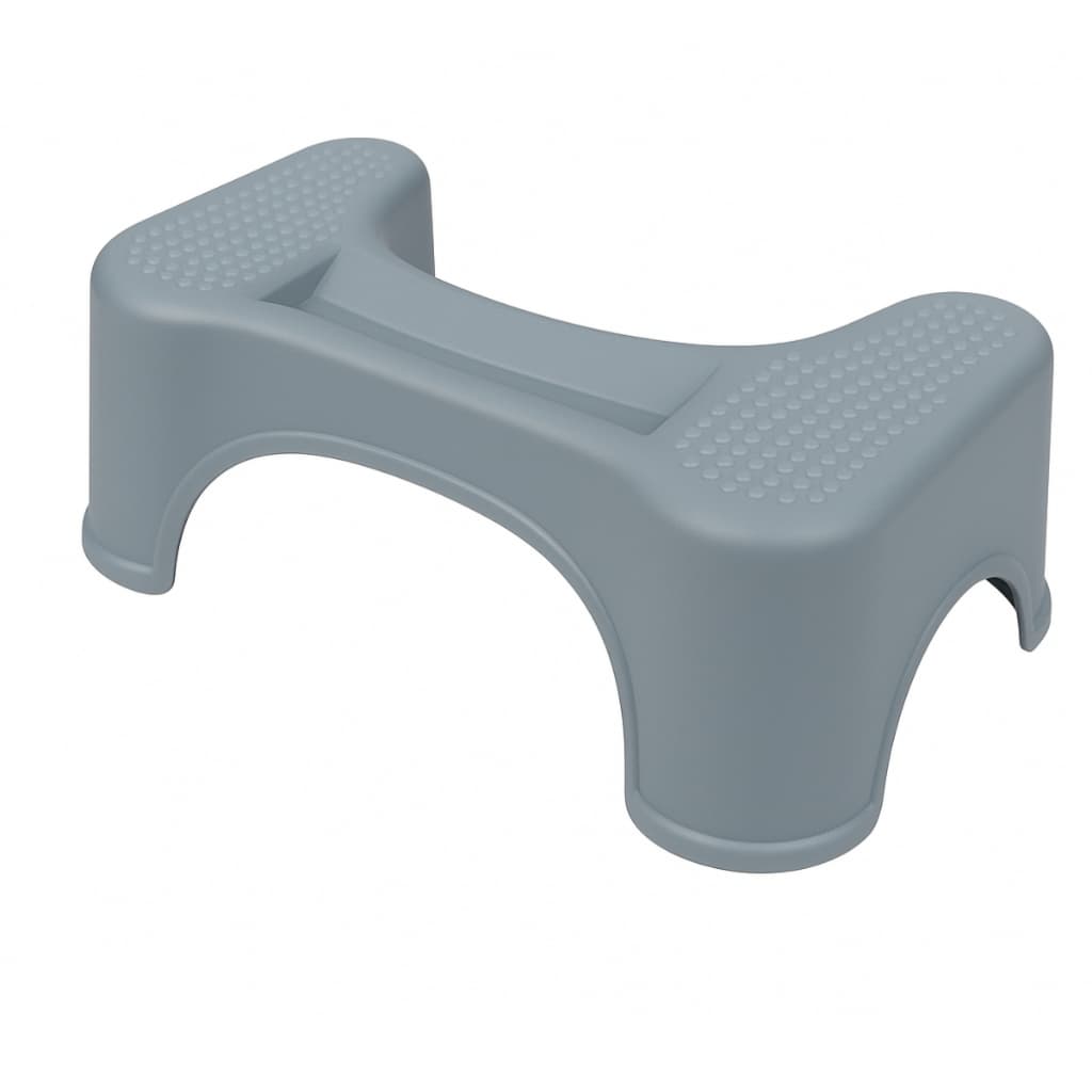 Banquinho Para Apoio Pés Antiderrapante Cócoras Cor Cinza