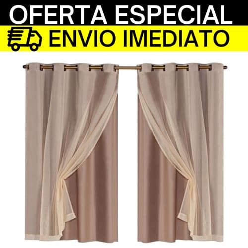 Cortina Blackout Black Out Corta 100% a Luz  Com Voal Liso 2,00 M X 1,40 Metros Sala Quarto Apto