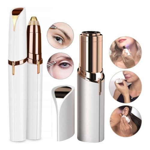 Kit Caneta Depiladora Sobrancelha + Batom Depilador Facial Cor Branco
