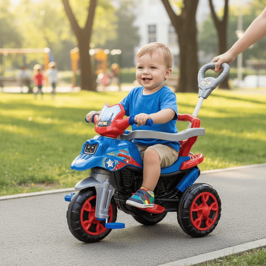Triciclo Infantil Moto Pedal Haste Transforms Diversao Infantil Azul